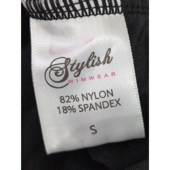 Stylish Swimwear One‎ Piece Swimsuit Womens S Black Textured Belted V-Neck Beach - Picture 6 of 9